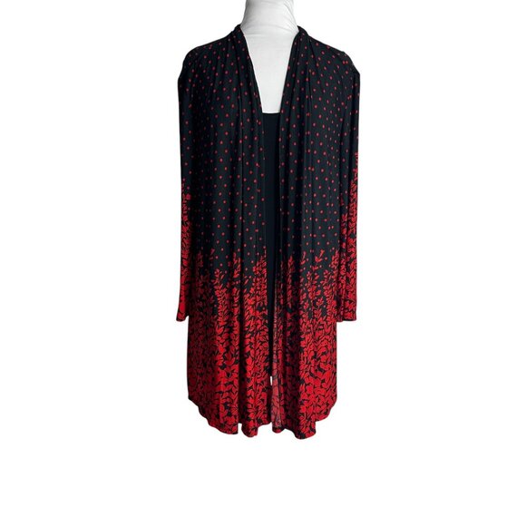 Serengeti Blouse Faux Two Piece Black Red Size XL Modest Mature Polka Dot - Picture 1 of 6